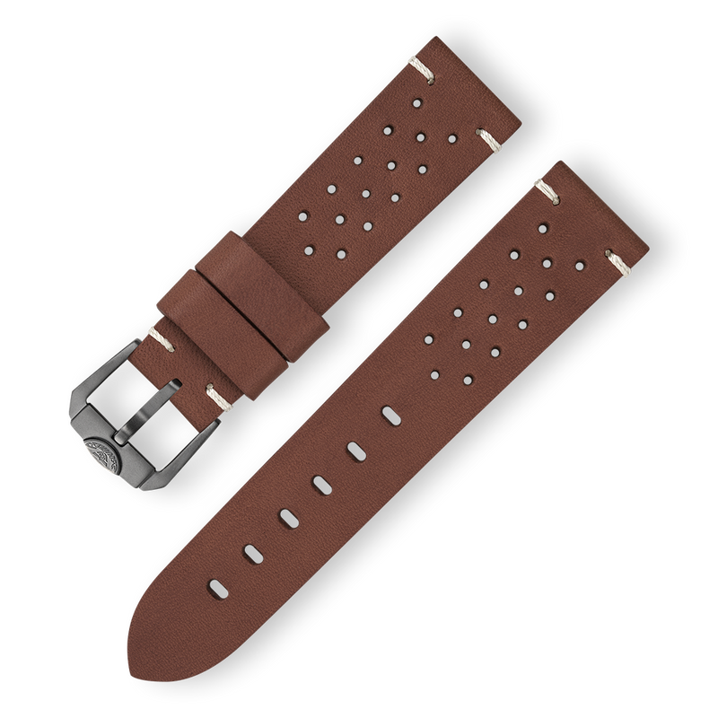 Dark Olive Green Squale Perforated Leather Strap - 22mm