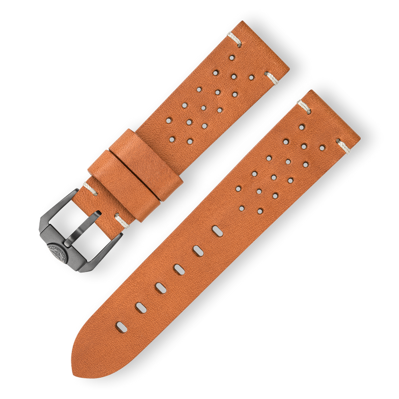 Chocolate Squale Perforated Leather Strap - 22mm