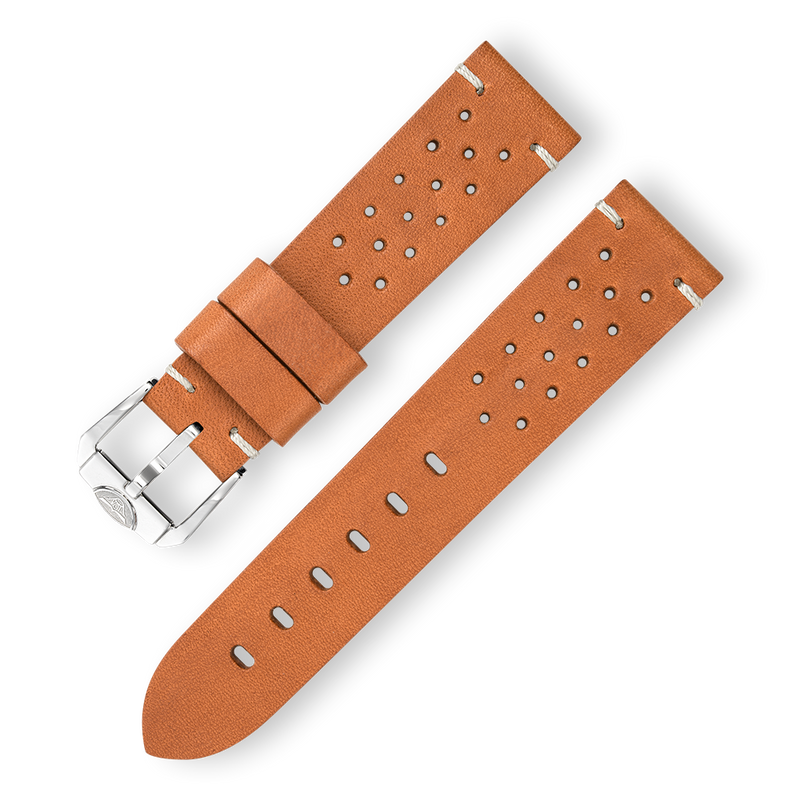 Chocolate Squale Perforated Leather Strap - 22mm