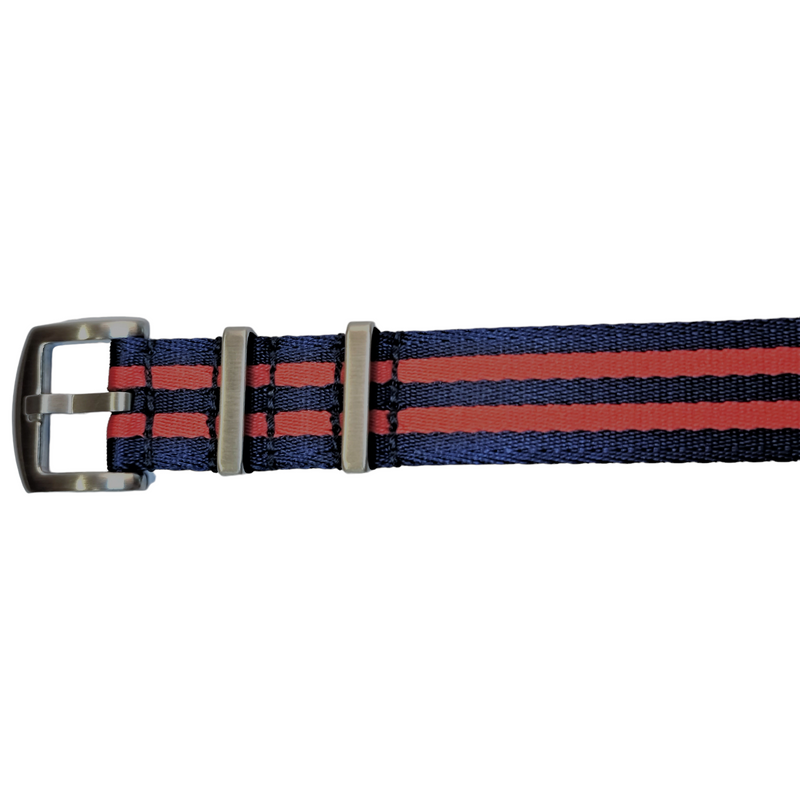 Sienna Blue & Red 2 Stripe NATO Strap