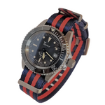 Dark Slate Gray Blue & Red 2 Stripe NATO Strap