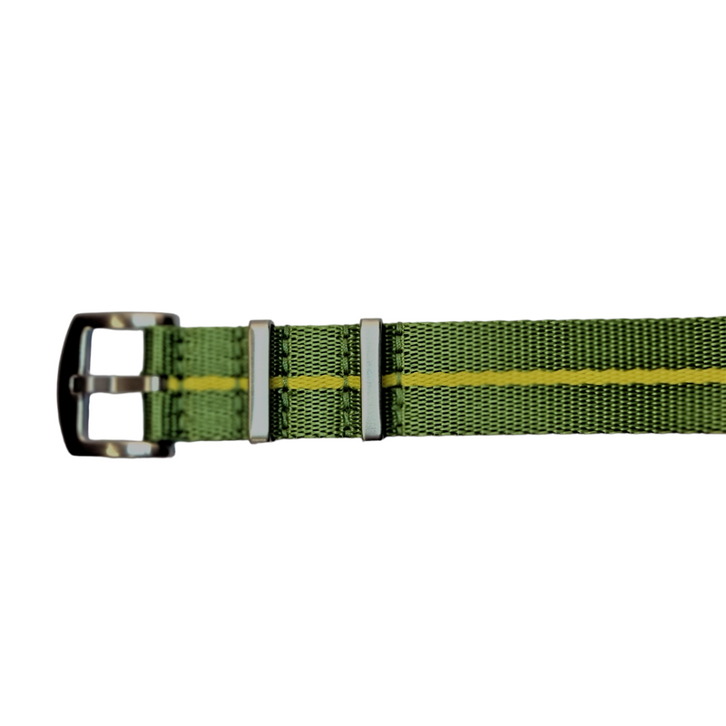 Dark Olive Green Green & Yellow Stripe NATO Strap