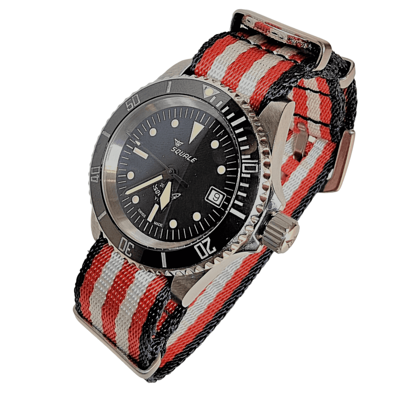 Dark Slate Gray Red White & Blue  Stripe NATO Strap