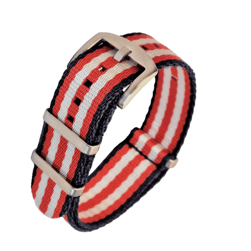 Gray Red White & Blue  Stripe NATO Strap