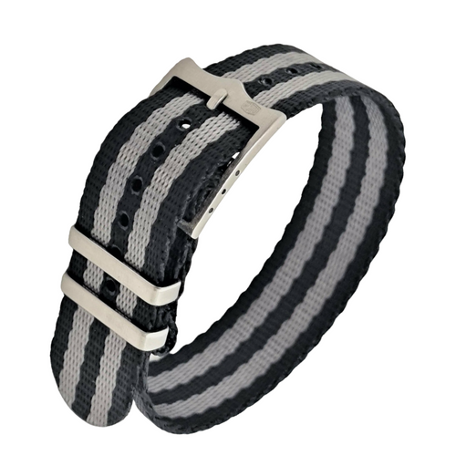 Dark Slate Gray Black & Grey 2 Stripe Bond NATO Strap Tudor Style