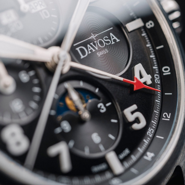 Dark Slate Gray Davosa Newton Pilot Moonphase Chronograph