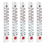 five identical 16" Vertical Outdoor Thermometers side by side