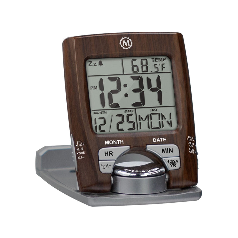 Dark Slate Gray Travel Alarm Clock with Calendar & Temperature