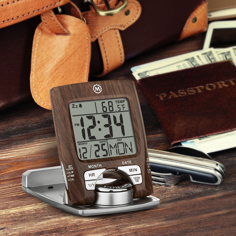 Dark Slate Gray Travel Alarm Clock with Calendar & Temperature