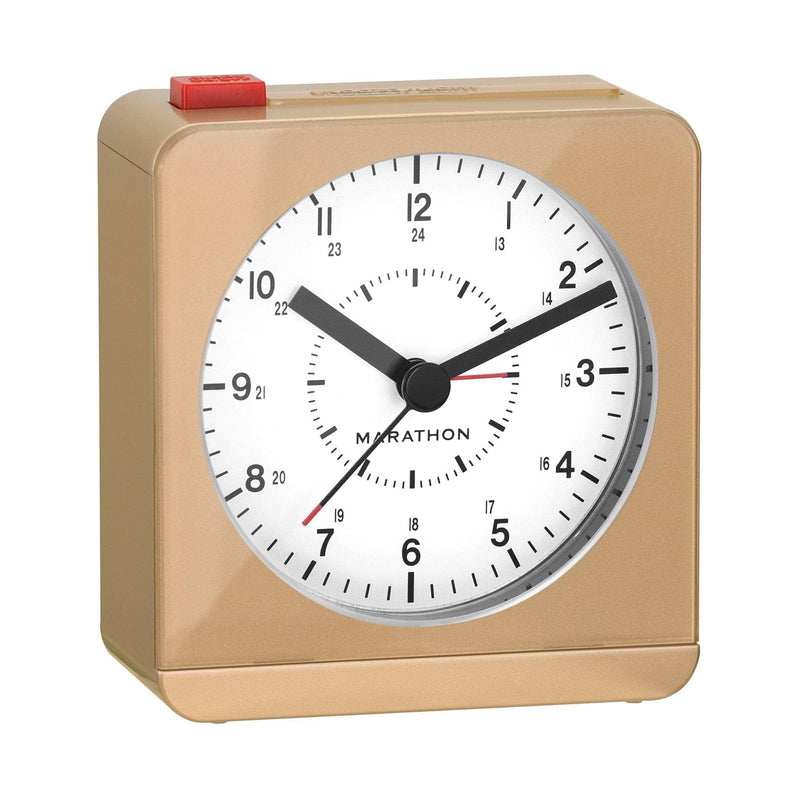 Rosy Brown Analog Desk Alarm Clock With Auto-Night Light