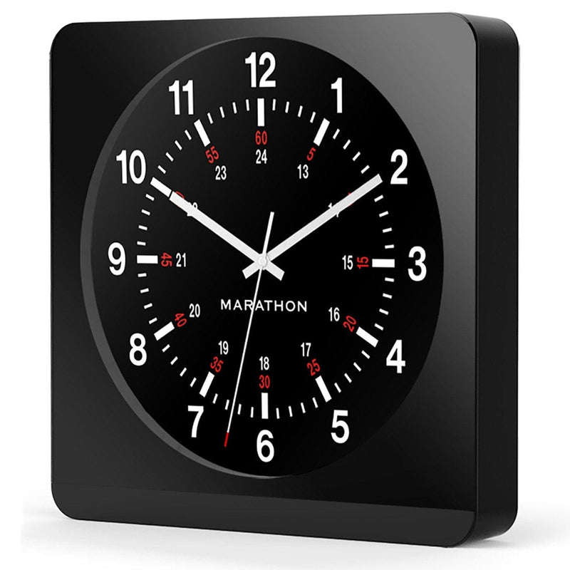 Black Jumbo 12 Inch Analog Wall Clock With Auto-Night Light