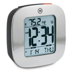 Gray Compact Alarm Clock with Temperature and Date