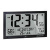 Dark Gray Slim Atomic Full Calendar Wall Clock with Extra Large Digits and Indoor/Outdoor Temperature