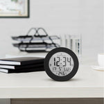 Light Gray Round Atomic Alarm Clock with Push-Button Backlight