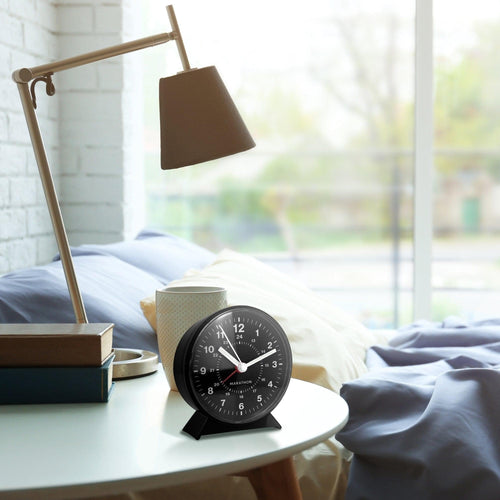 Light Gray Alarm Clock With Mechanical Wind Up