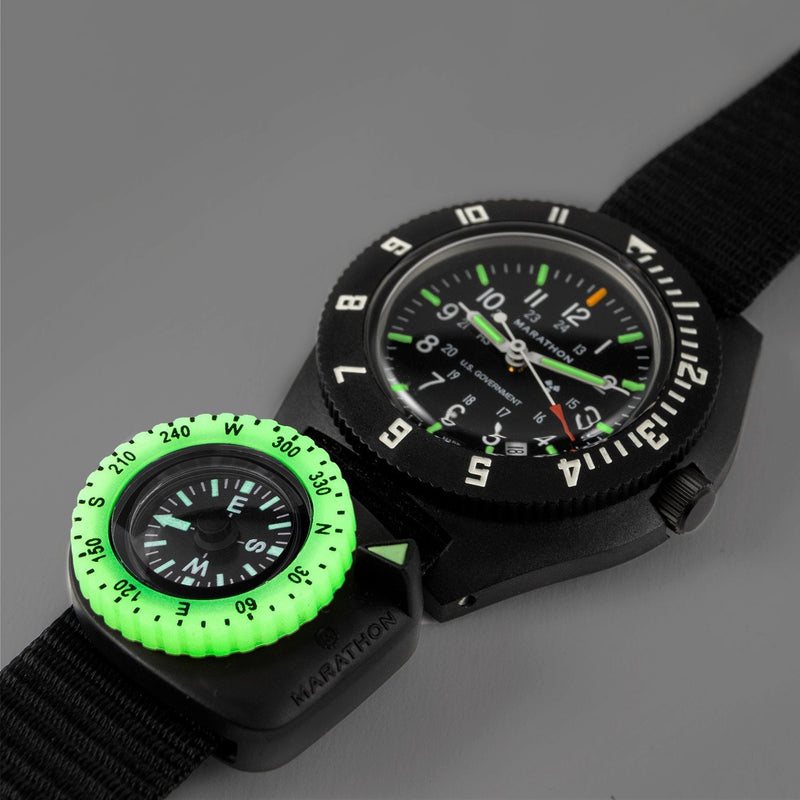 Clip-On Wrist Compass with Glow in The Dark Bezel - marathonwatch