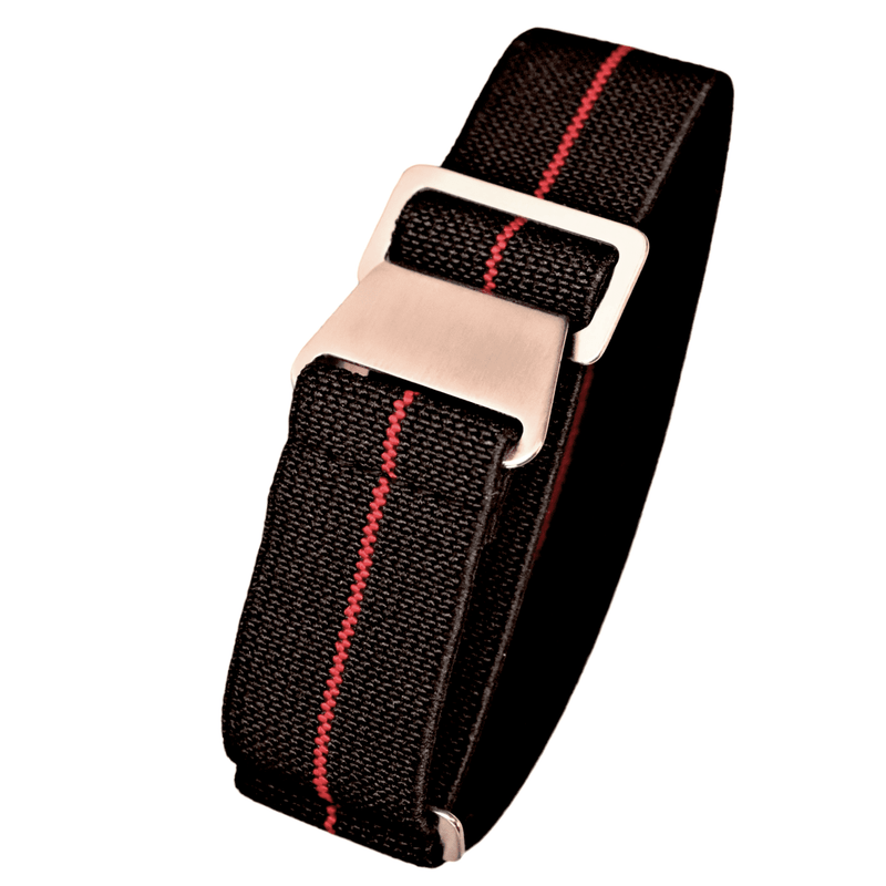 Black Black & Red Marine Nationale Style Elastic Strap