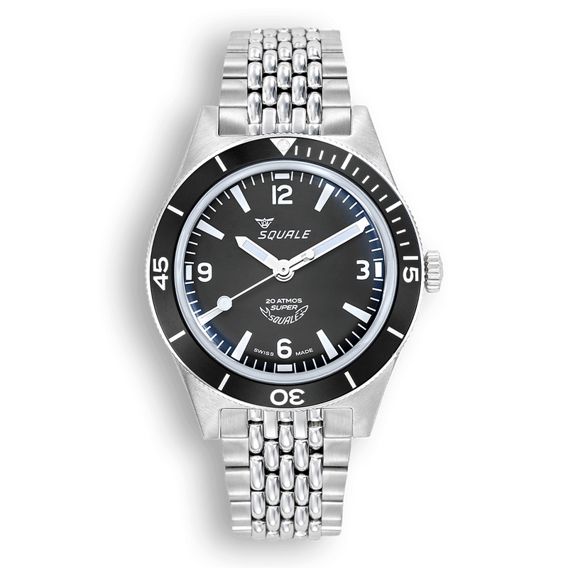 Light Gray Squale Super-Squale Arabic Numerals Black Bracelet