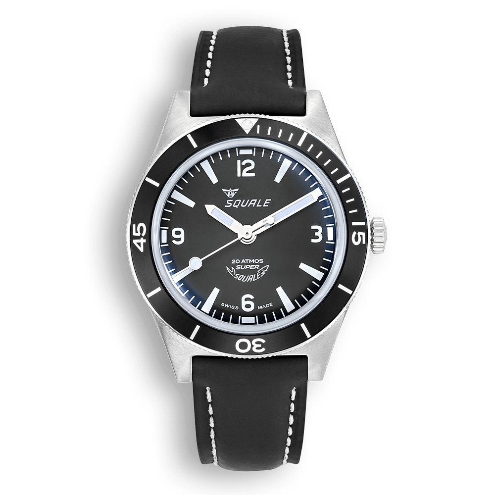 Squale Super-Squale Arabic Numerals Black Leather