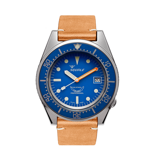 Dark Slate Blue Squale 1521 Blue Blasted Leather