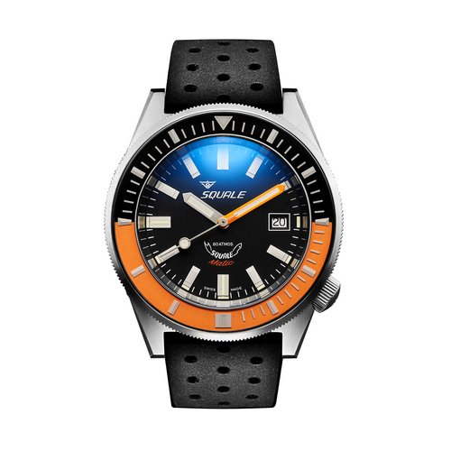 Tan Squale Matic Satin Orange Rubber