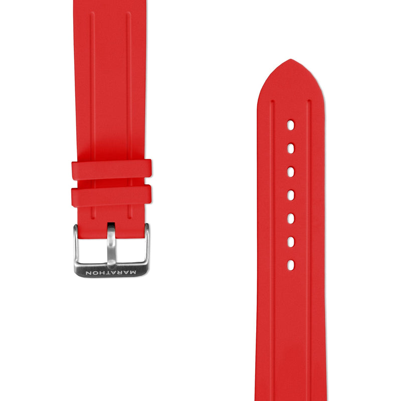 Firebrick MARATHON 22mm Two-Piece Rubber Dive Watch Strap - Stainless Steel Hardware