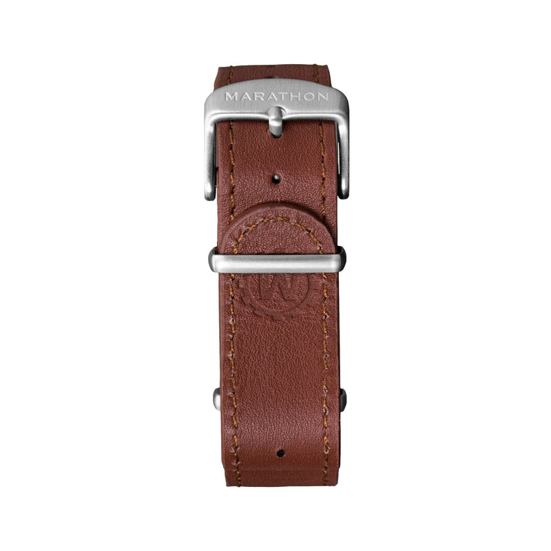 Saddle Brown MARATHON 20mm Leather Defence Standard Watch Strap - Stainless Steel Hardware