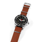 22mm Leather NATO Watch Band/Strap with Stainless Steel Square Buckle - marathonwatch
