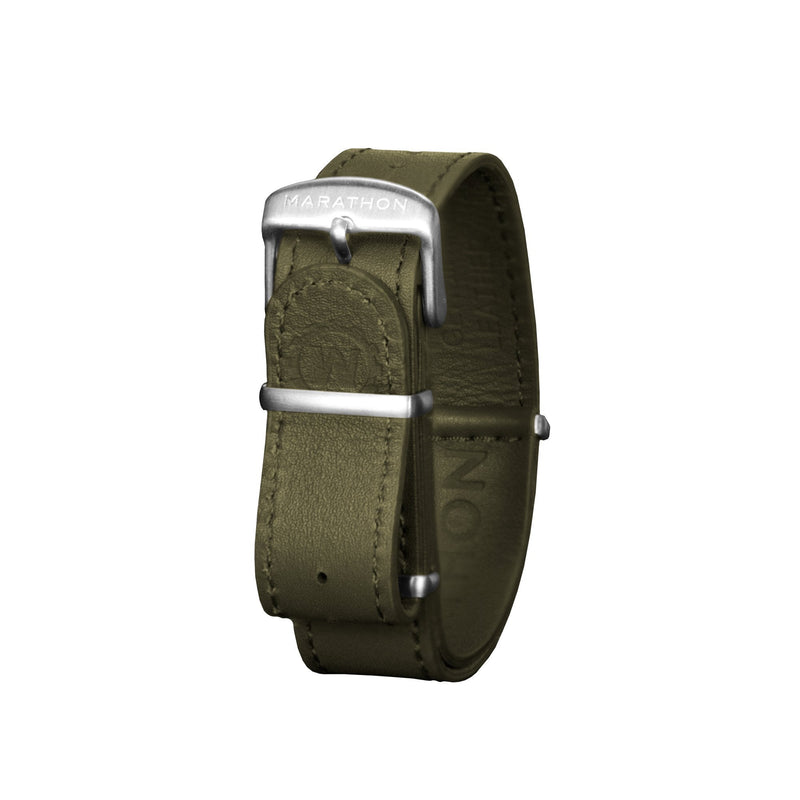 Dark Slate Gray MARATHON 22mm Leather Defence Standard Watch Strap - Stainless Steel Hardware