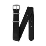 Black MARATHON 16mm Leather Defence Standard Watch Strap - Stainless Steel Hardware