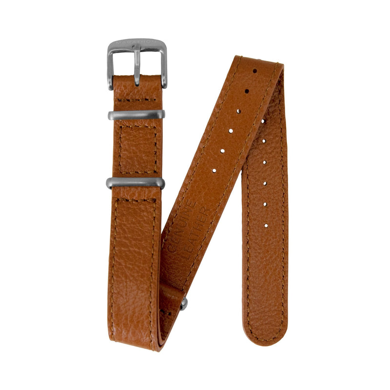 Saddle Brown MARATHON 16mm Leather Defence Standard Watch Strap - Stainless Steel Hardware