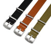 16mm Leather NATO Watch Band/Strap with Stainless Steel Square Buckle - marathonwatch