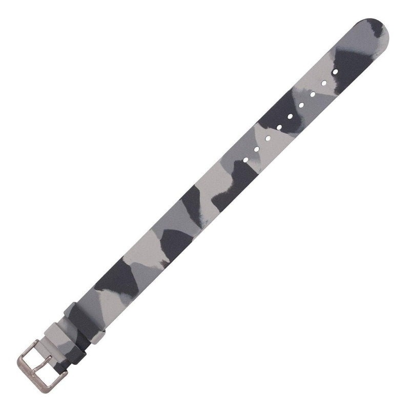 Slate Gray 20mm Camouflage Single-Piece Rubber Watch Strap - Stainless Steel Hardware