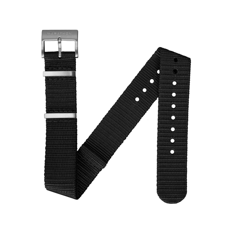 Black MARATHON 22mm Nylon Defence Standard Watch Strap - Stainless Steel Hardware