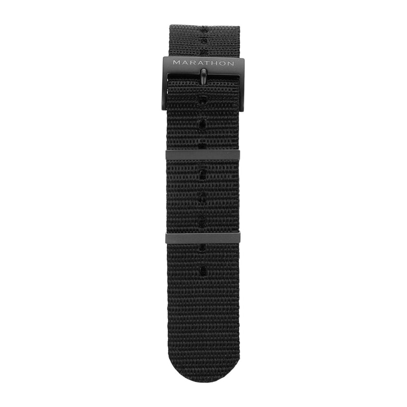 20mm Black Nylon NATO Watch Band/Strap with IP Black Stainless Steel Square Buckle - marathonwatch