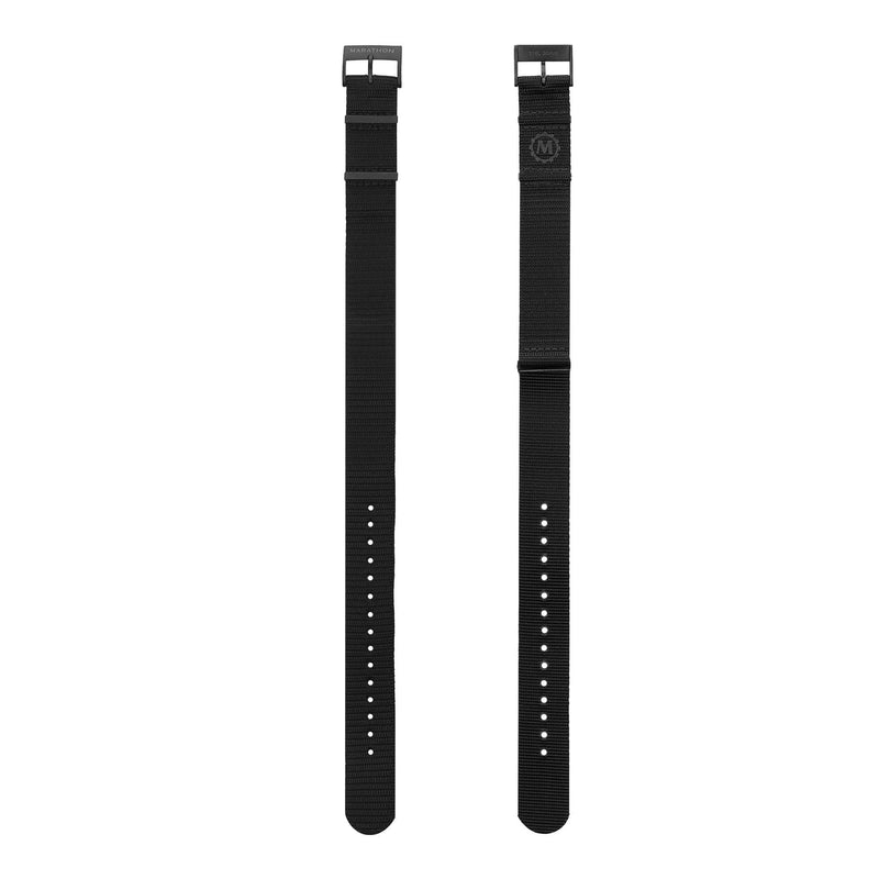 20mm Black Nylon NATO Watch Band/Strap with IP Black Stainless Steel Square Buckle - marathonwatch