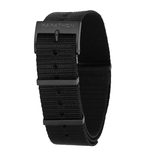 20mm Black Nylon NATO Watch Band/Strap with IP Black Stainless Steel Square Buckle - marathonwatch