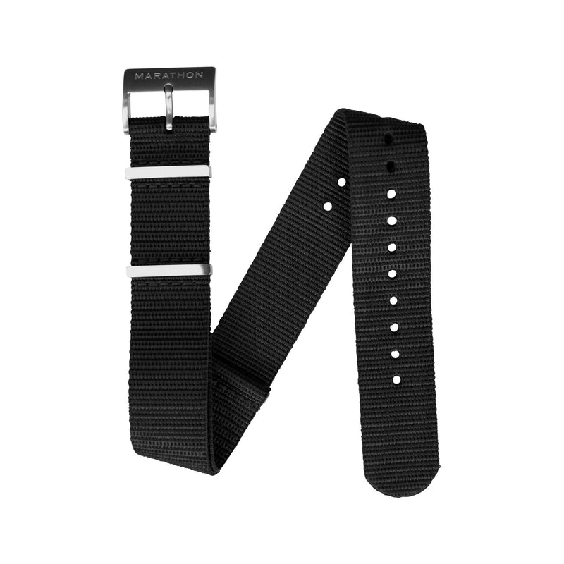 Black MARATHON 20mm Nylon Defence Standard Watch Strap - Stainless Steel Hardware