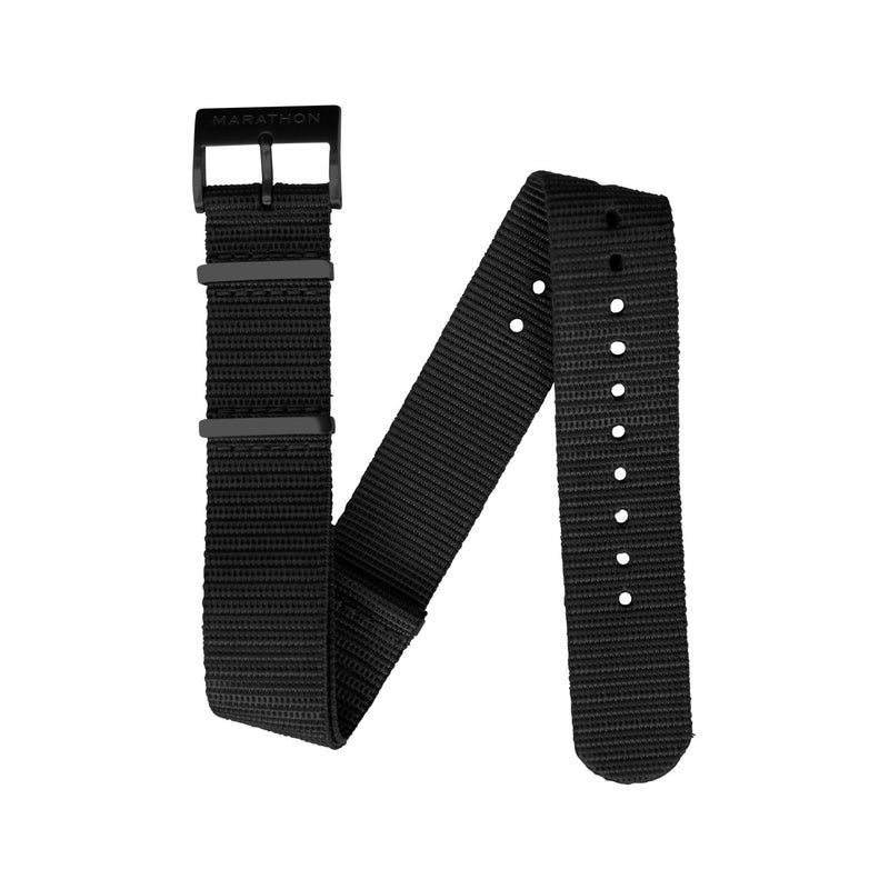 Black MARATHON 20mm Nylon Defence Standard Watch Strap - Anthracite Stainless Steel Hardware