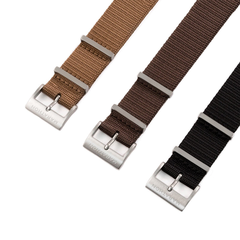 22mm Nylon NATO Watch Band/Strap with Stainless Steel Square Buckle - marathonwatch