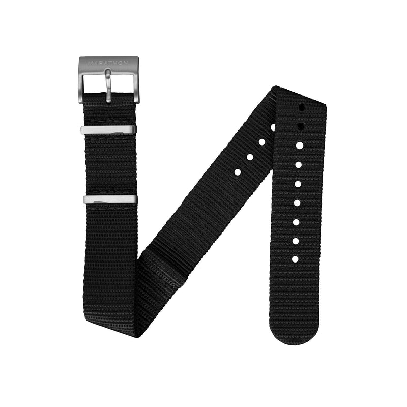 Black MARATHON 18mm Nylon Defence Standard Watch Strap - Stainless Steel Hardware