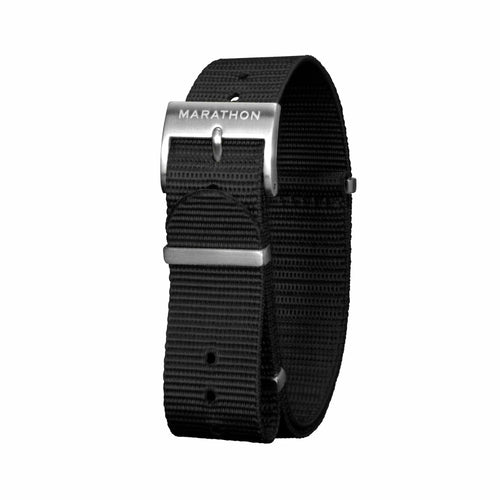 Black 18mm Nylon Defence Standard Watch Strap - Stainless Steel Hardware