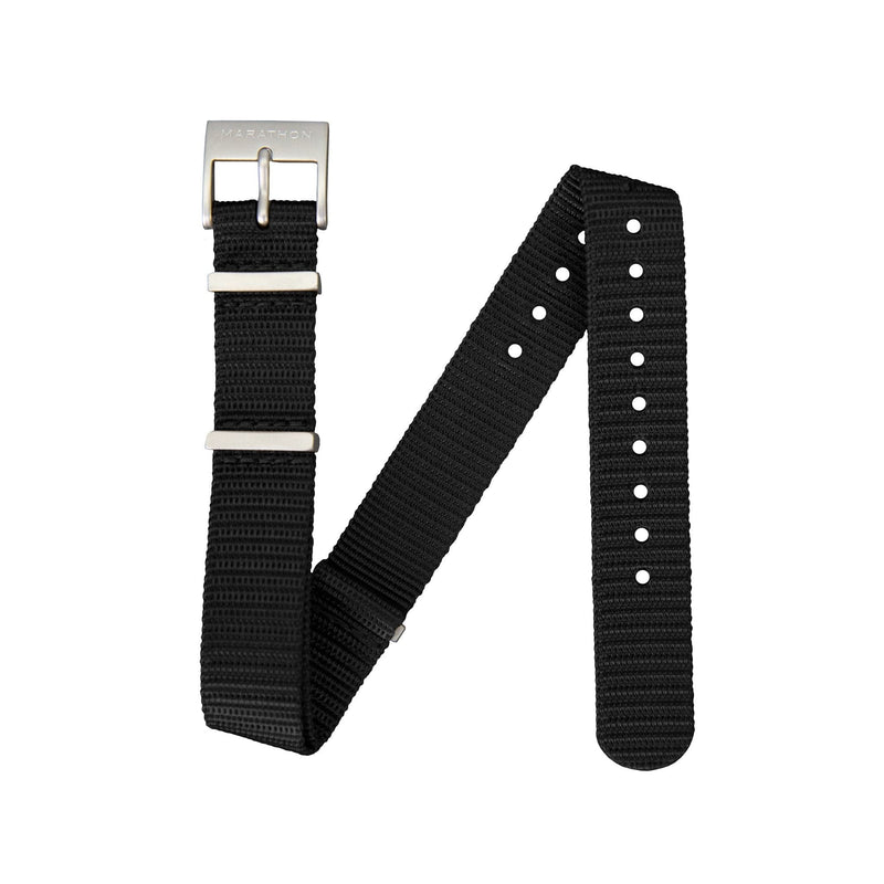 Black MARATHON 16mm Nylon Defence Standard Watch Strap - Stainless Steel Hardware