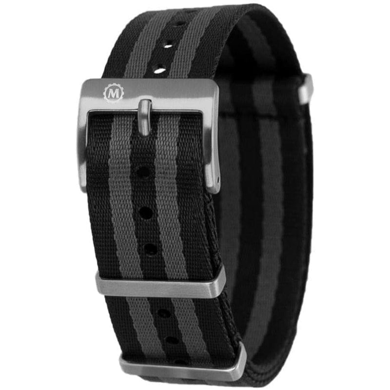 Black 20mm Seat-Belt Weave Nylon Defence Standard Watch Strap - Stainless Steel Hardware