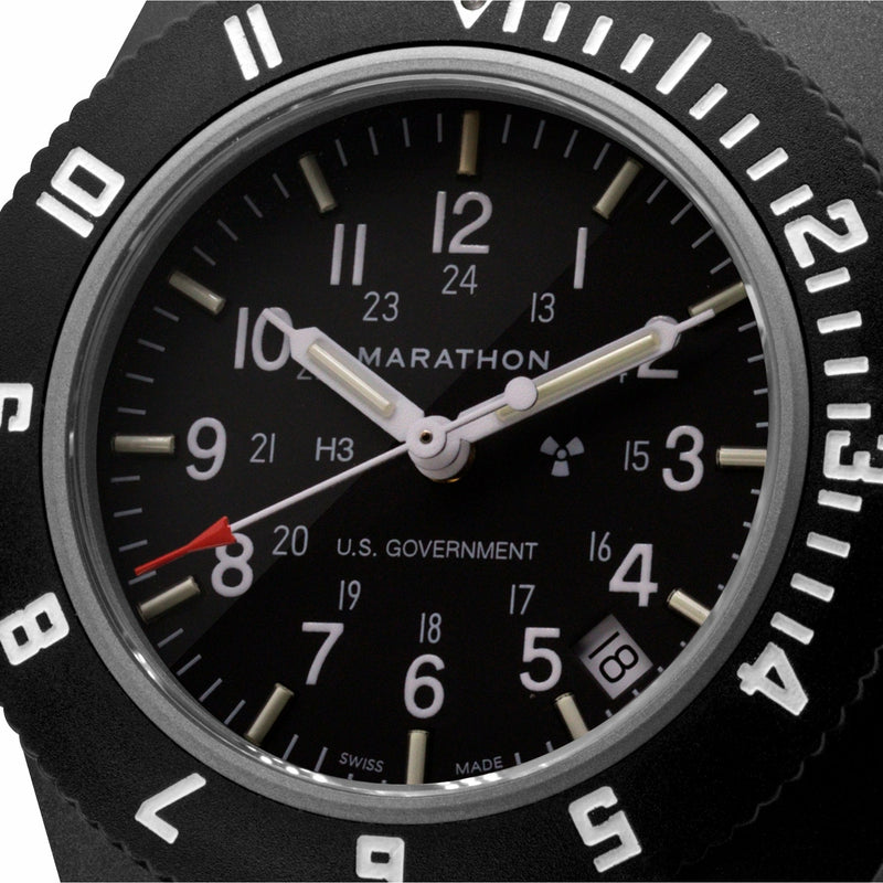Black Pilot's Navigator with Date - US Government Markings - 41mm - marathonwatch