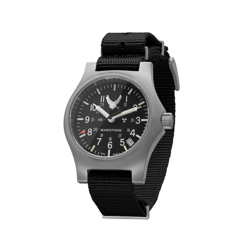 Black MARATHON Official USAF™ Re-Issue General Purpose Quartz with Date (GPQ) 39mm (Case/Crown)