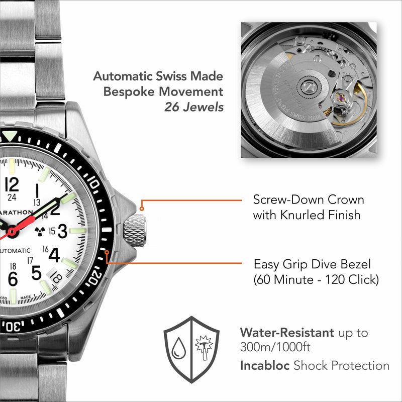 Arctic Edition Medium Diver's Automatic (MSAR Auto) No Government Markings - 36mm - marathonwatch