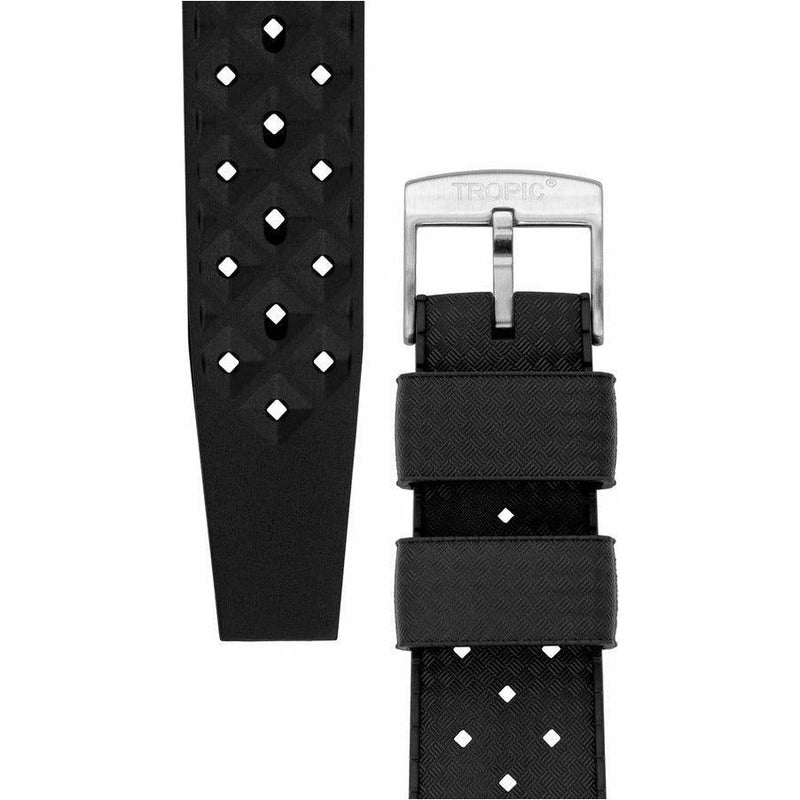 Black TROPIC Textured Rubber Waterproof Diving Strap In BLACK